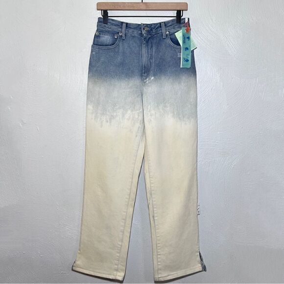Off-White Degrade Split Hem Straight Leg Jeans in Blue White - Picture 3 of 10